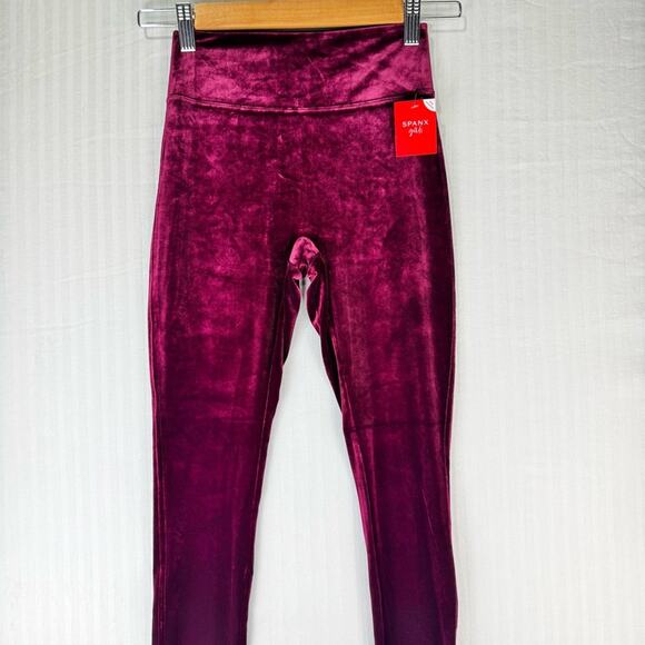 Spanx Velvet Leggings Rich Burgundy No Shaping High-Rise Waist Girls Size Medium - Picture 1 of 9